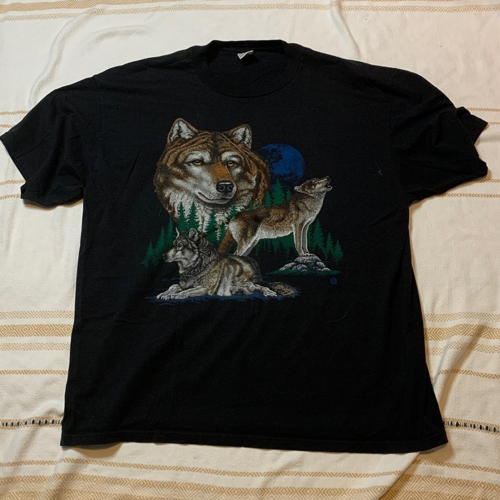 Vintage Wolf Graphic T-Shirt Size XXL